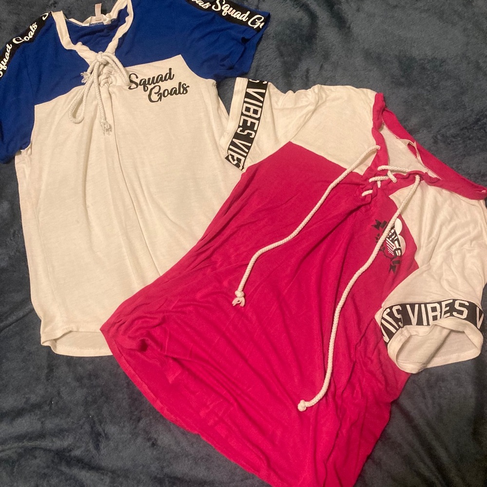 Pink and blue shirts